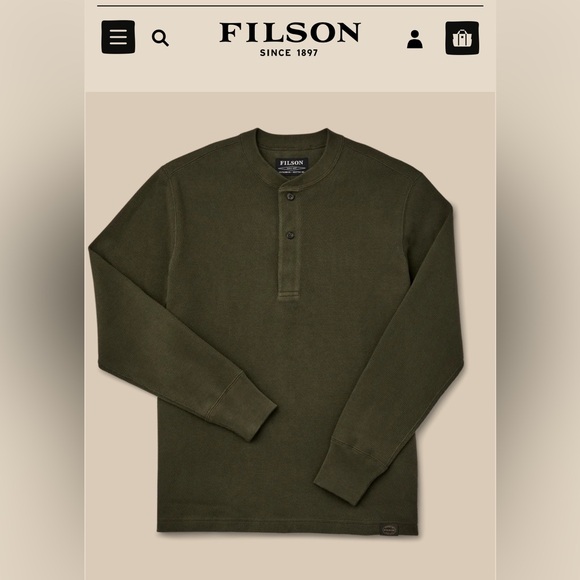 Filson Waffle Knit Henley XL in Dark Olive - Picture 1 of 6